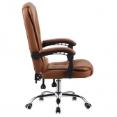 CADEIRA DE ESCRITORIO PRESIDENTE BASE CROMADA COM RODINHA FORTT Marselha Marrom - Cpf03-m