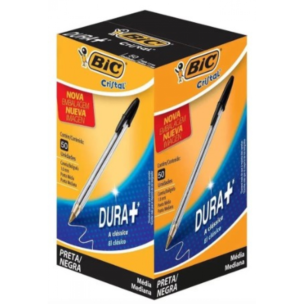 CANETA ESFEROGRÁFICA BIC CRISTAL MÉDIA  PRETO C/50