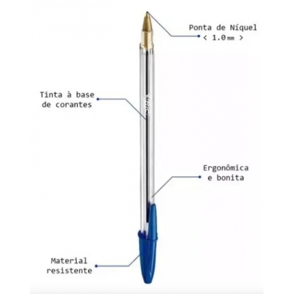 CANETA ESFEROGRÁFICA BIC CRISTAL MÉDIA AZUL C/50