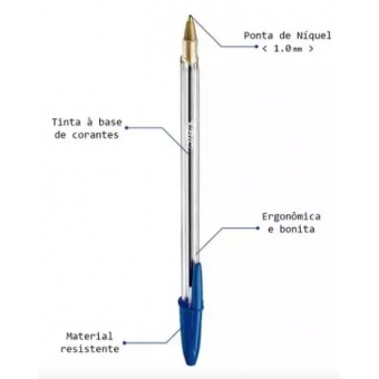 CANETA ESFEROGRÁFICA BIC CRISTAL MÉDIA AZUL C/50