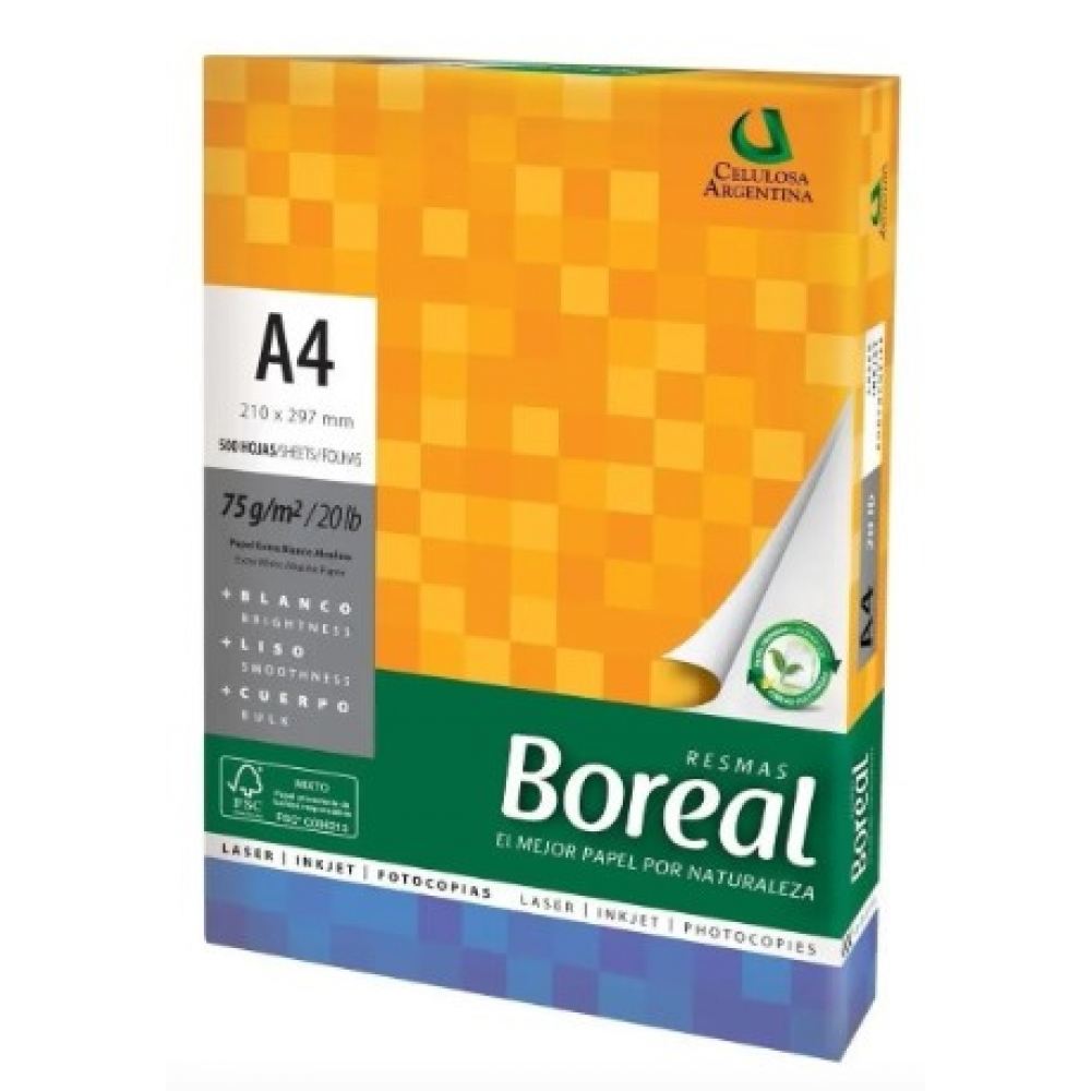PAPEL BOREAL A4 BRANCO 500 FOLHAS 75G