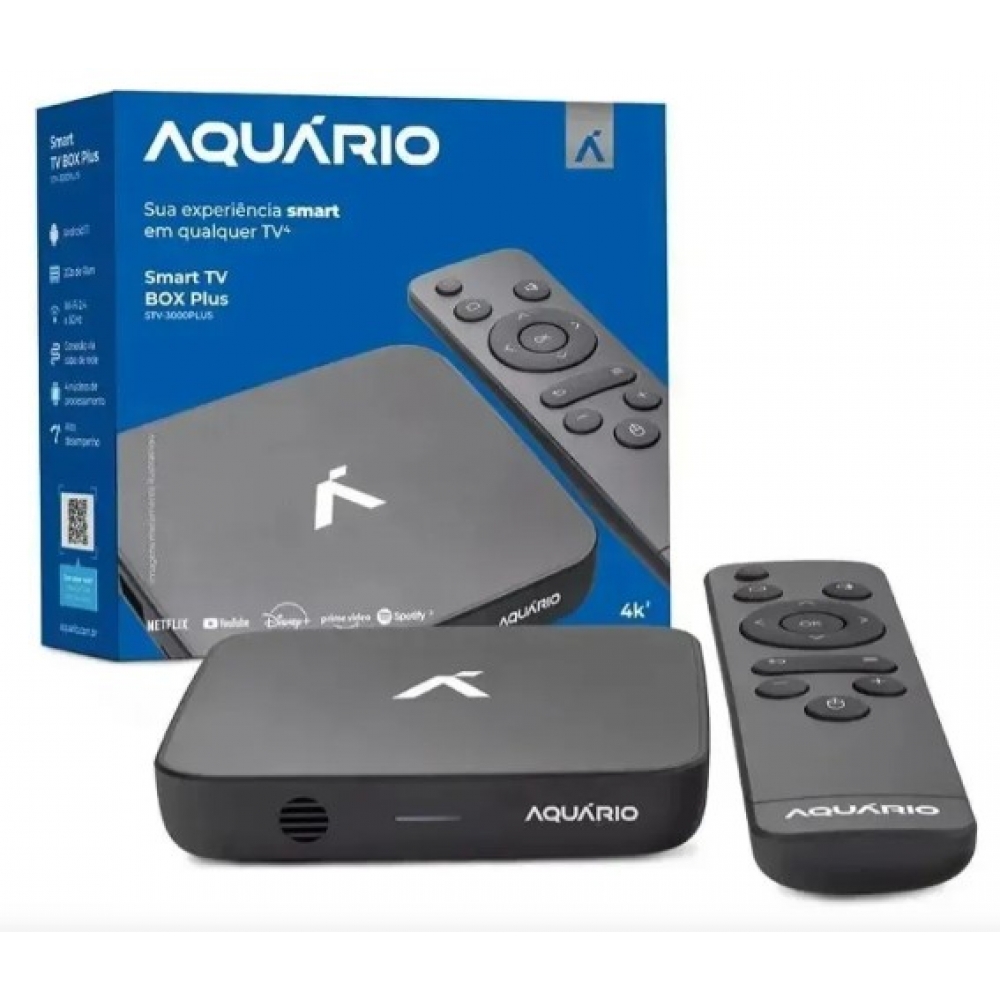 SMART TV BOX PLUS AQUÁRIO STV-3000 PLUS 4K 16GB