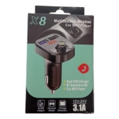 Transmissor FM Bluetooth Veicular X8 - Carregador Rápido Duplo USB 3.1A e Chamadas Viva-Voz