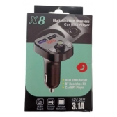 Transmissor FM Bluetooth Veicular X8 - Carregador Rápido Duplo USB 3.1A e Chamadas Viva-Voz