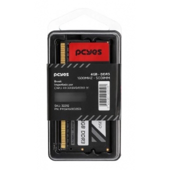 MEMÓRIA RAM PCYES 4GB DDR3 1600MHZ SODIMM PARA NOTEBOOK (PM041600D3SO)