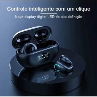 Fone de Ouvido Sem Fio Hancdon Q71 Clip On - Condução Óssea/Aérea com Display Digital