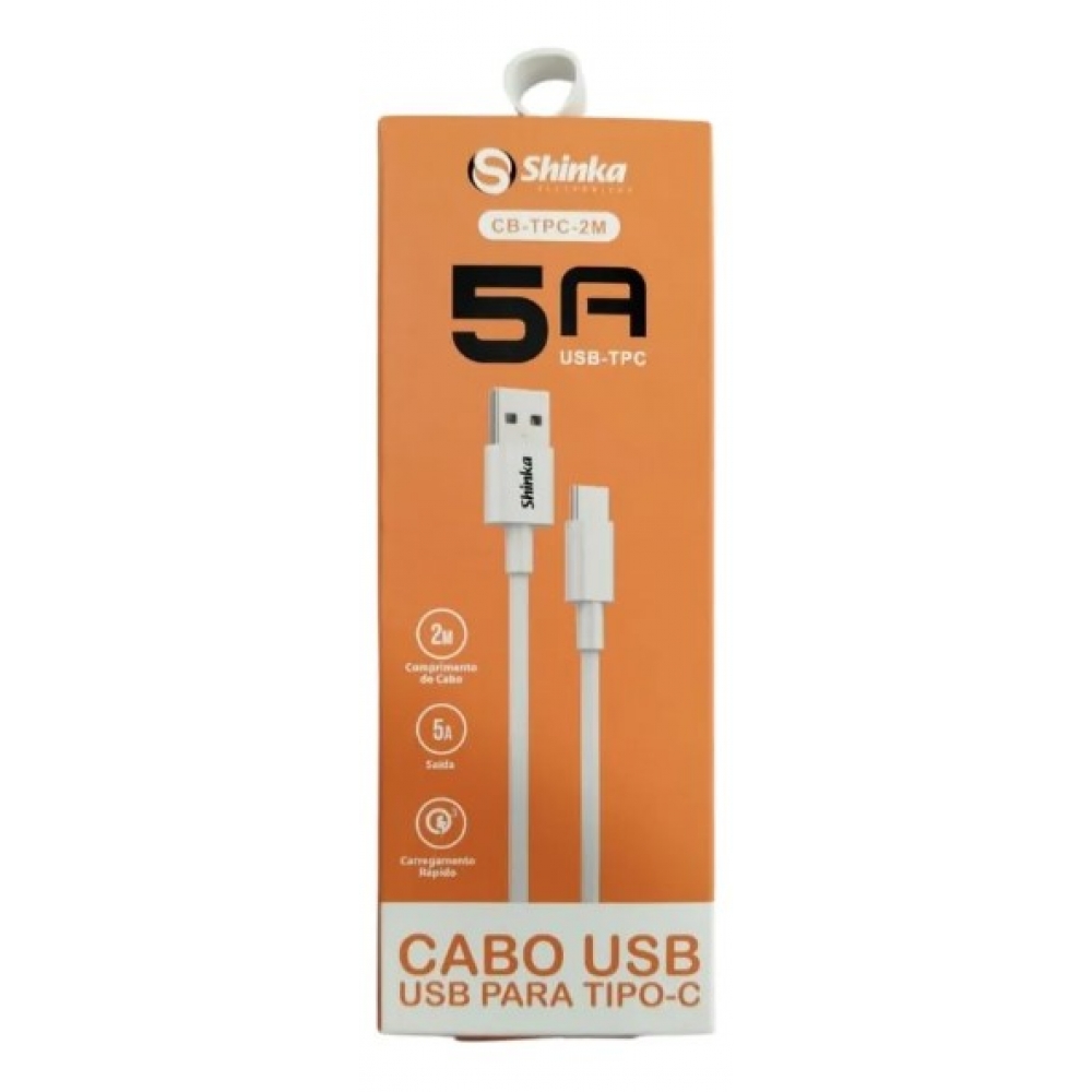 Cabo USB para Tipo C Shinka 5A (2m / CB-TPC-2M)