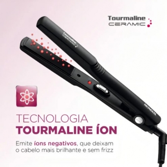 Prancha Alisadora Tourmaline Ceramic Mondial Preto Bivolt P-15