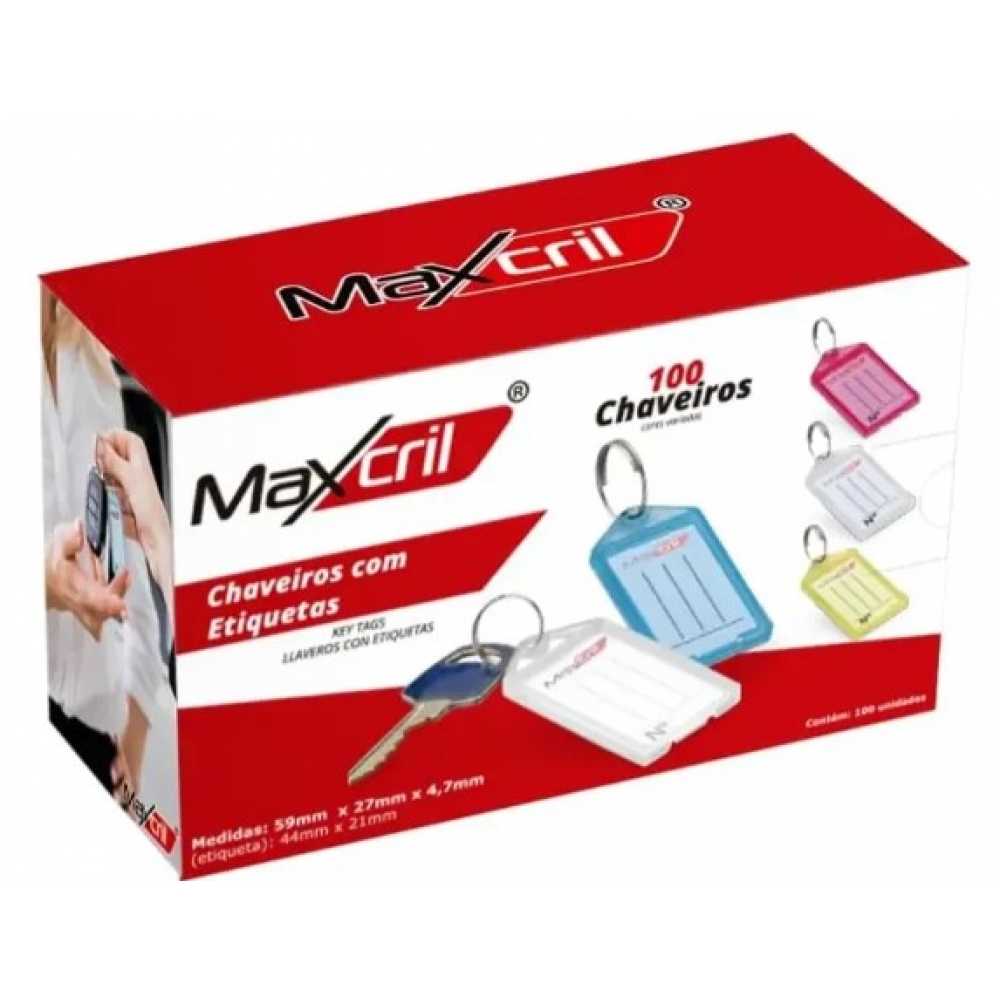 CHAVEIRO IDENTIFICADOR  COM ETIQUETAS 100UN MAXCRIL