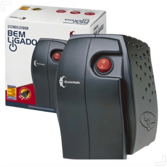 ESTABILIZADOR 500VA BIVOLT 115V BEM LIGADO COLETEK COR PRETO