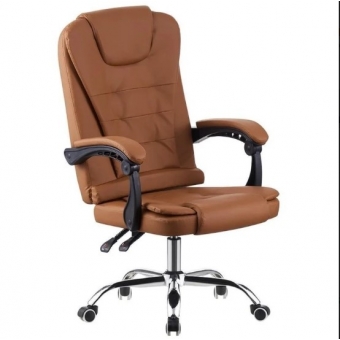 CADEIRA DE ESCRITORIO PRESIDENTE BASE CROMADA COM RODINHA FORTT Marselha Marrom - Cpf03-m