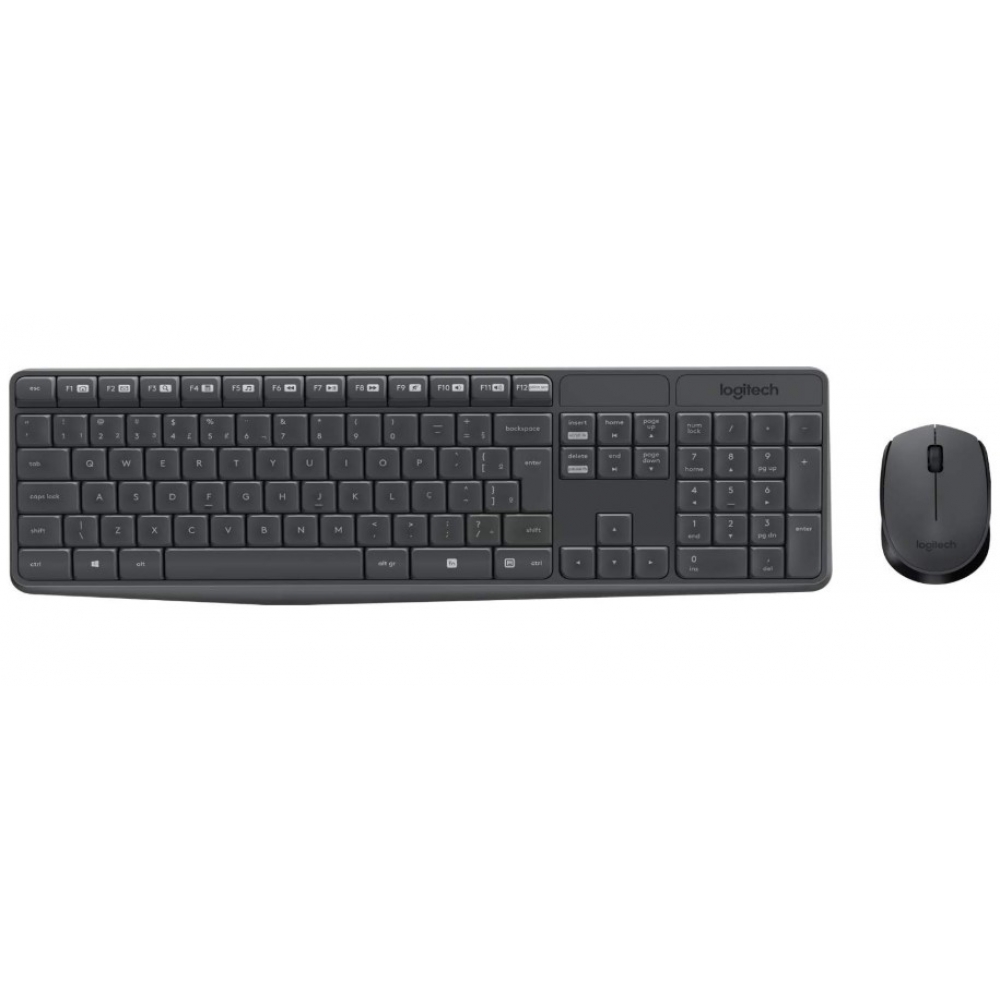 COMBO TECLADO E MOUSE SEM FIO LOGITECH MK235 PRETO