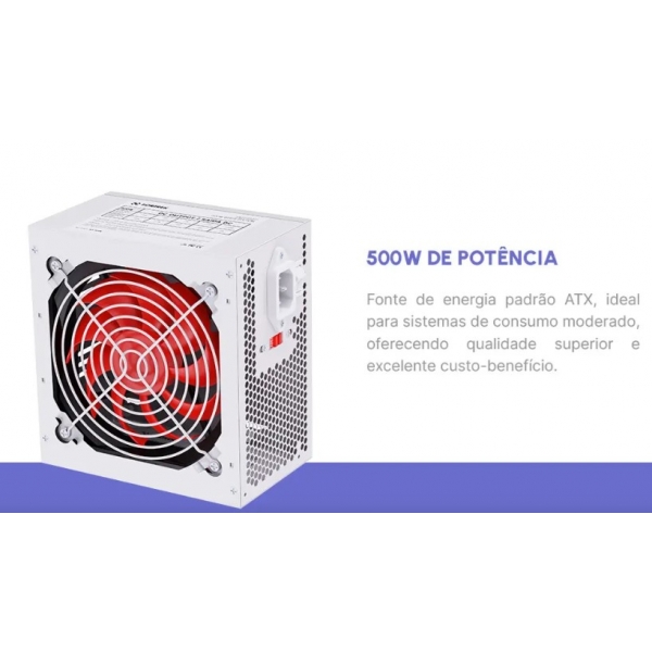 FONTE ATX POWER SUPPL WHITE VERSION CRUSADER 500W FORTREK